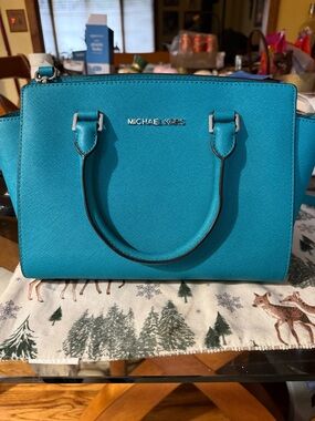 Michael Kors Turquoise Saffiano Leather Satchel